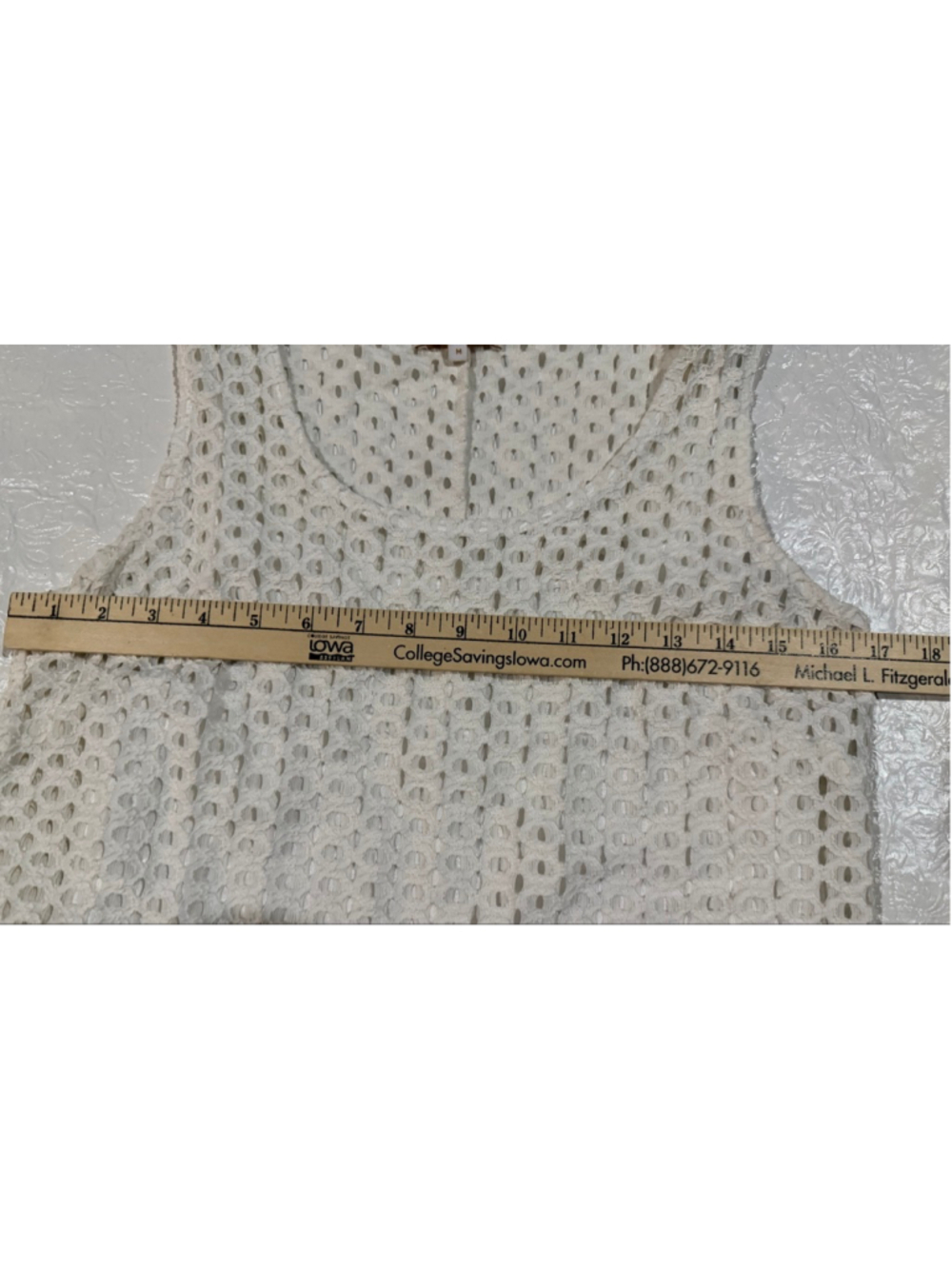 Laundry by Shelli Segal Crochet Lace Summer Tank Top Ivory Sleeveless M OpenKnit - Picture 5 of 7
